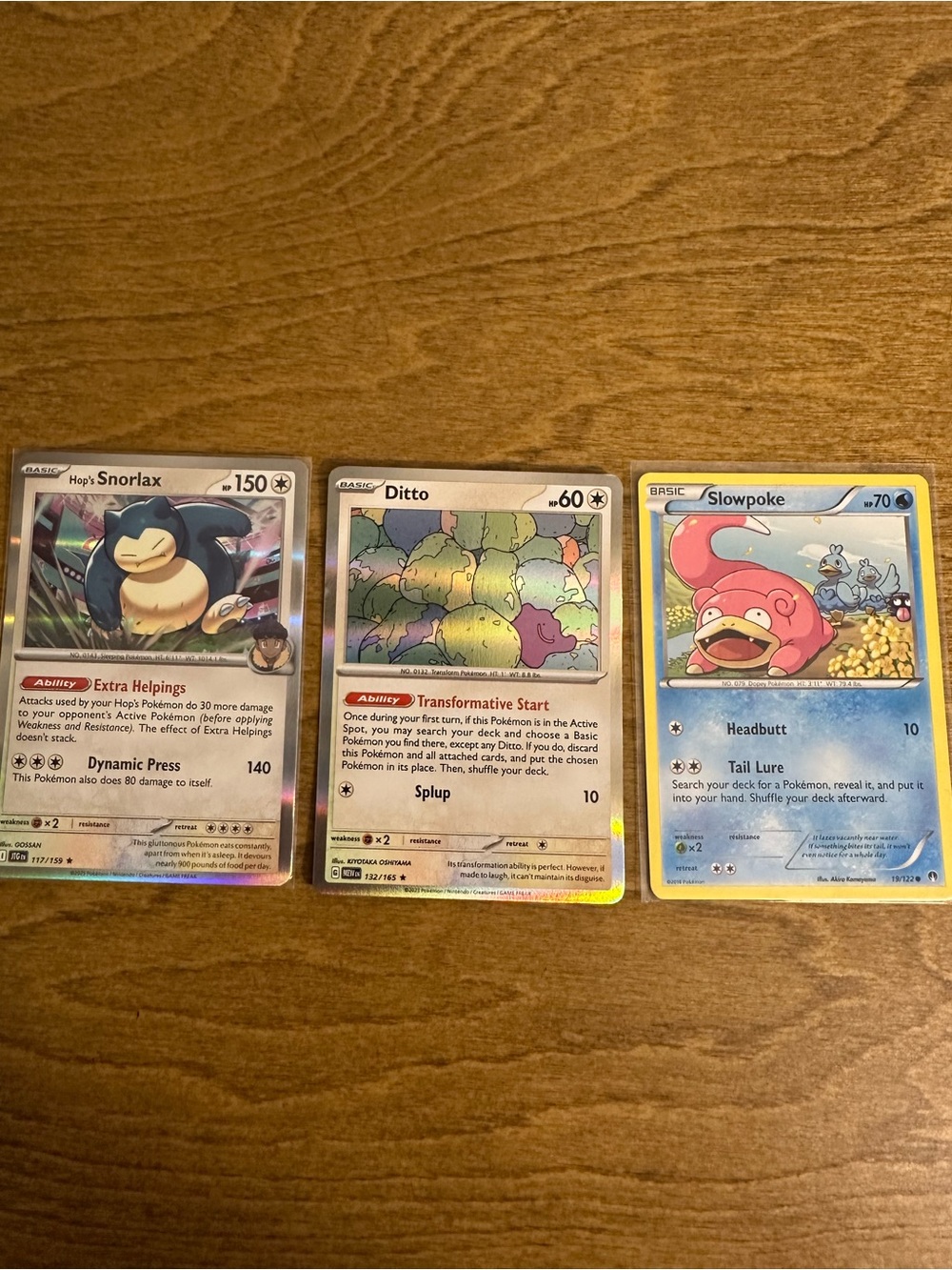 Lot of 3 Pokemon Cards - Snorlax, Ditto, and Slowpoke